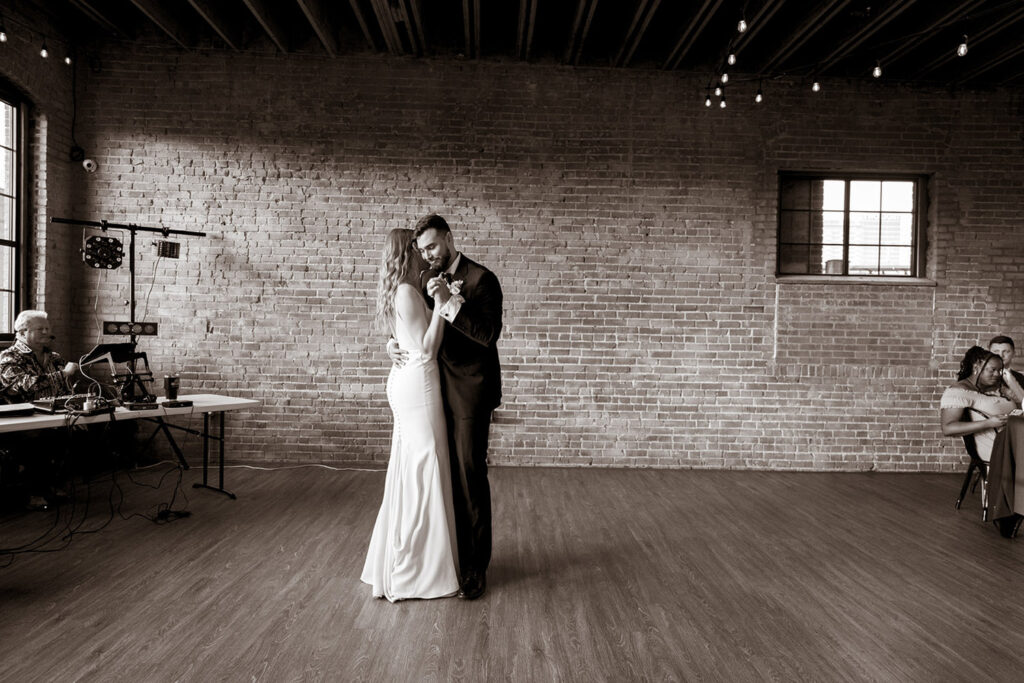 Bride and groom having their first dance