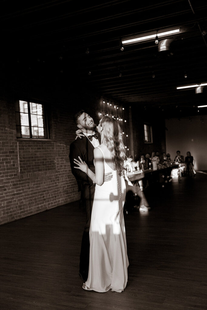 Bride and groom having their first dance