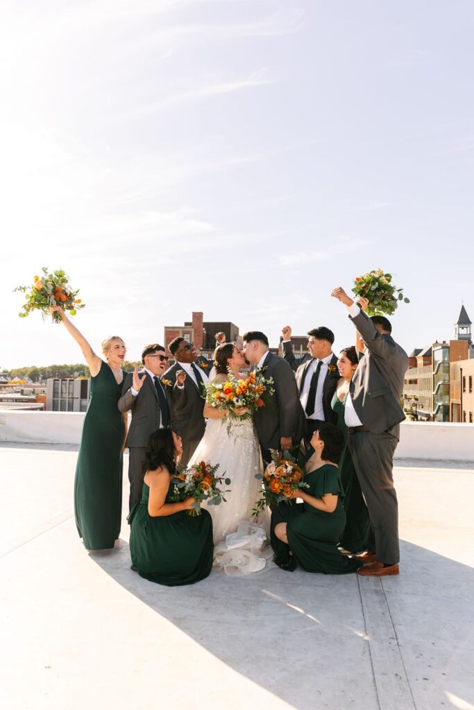 Wedding party photos on the rooftop at UNION