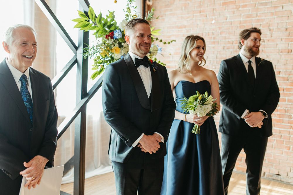 Groom seeing his groom for the first time on their wedding day at UNION