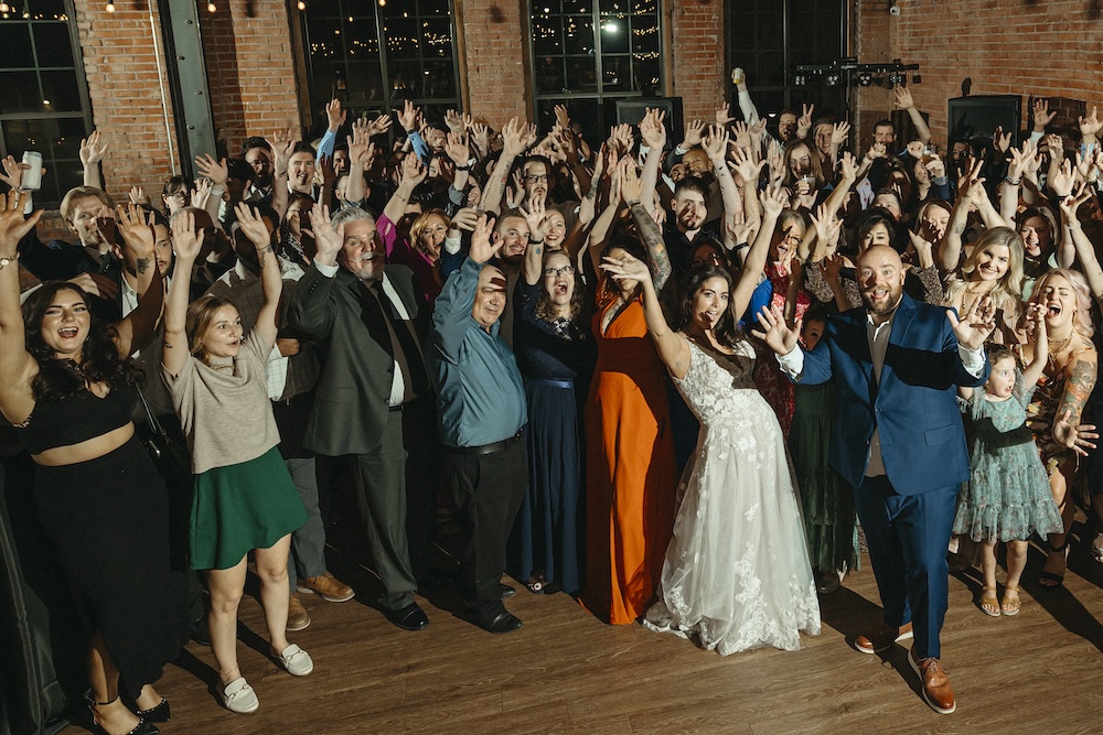 Reception photo of all the guests at a wedding at UNION