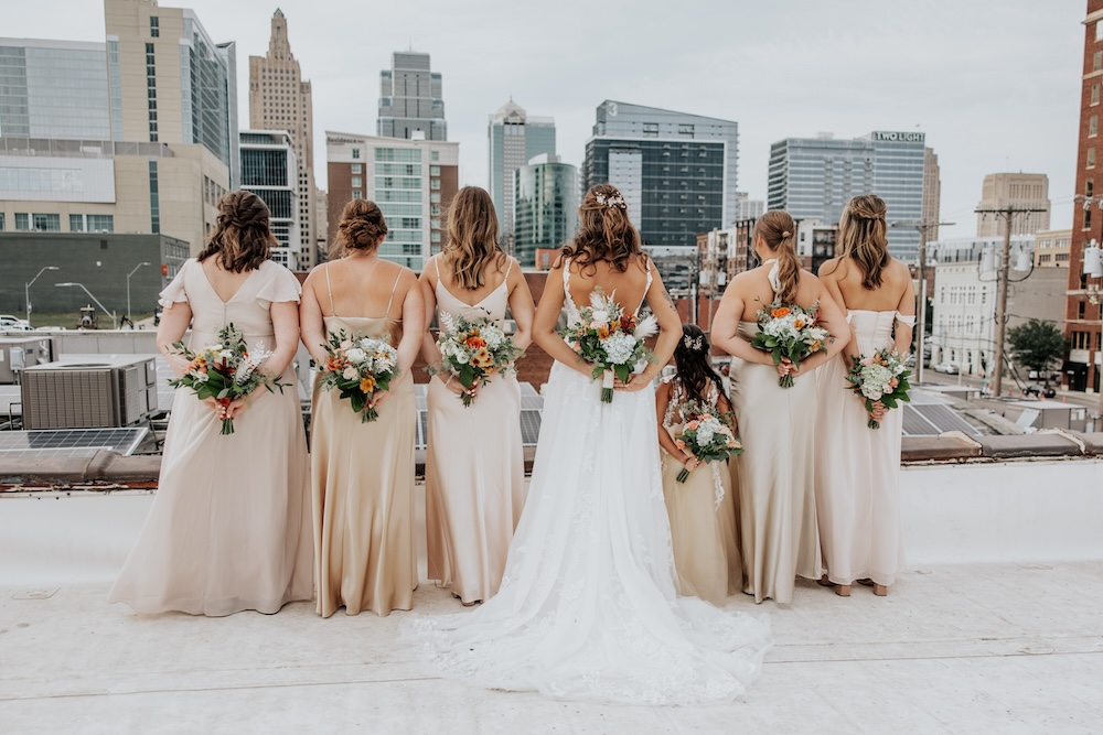 Bridal party on the rooftop at UNION