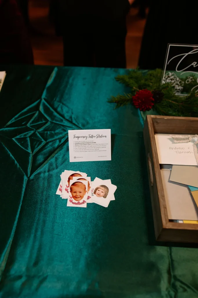 Temporary tattoo station at a wedding at UNION