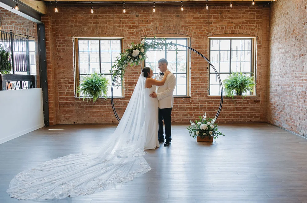 Bride and groom first look at UNION in Kansas City, MO