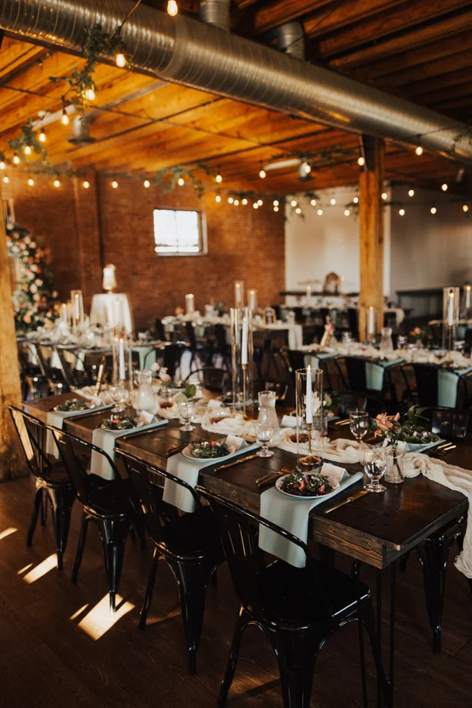 Elegant wedding reception filled with florals at UNION venue in Kansas City MO