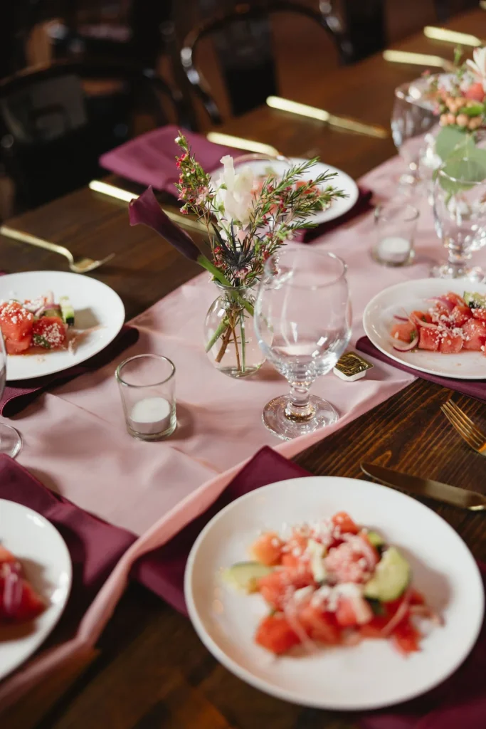 Preset salad course on banquet tables at UNION Kansas City event venue