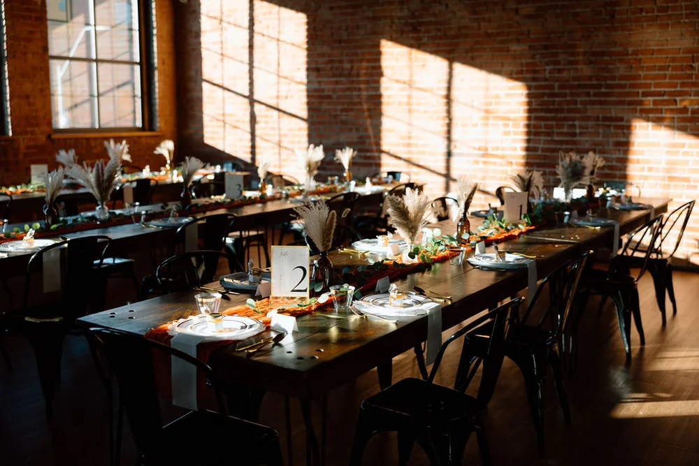 Modern rustic wedding reception with boho touches at UNION in Kansas City, MO